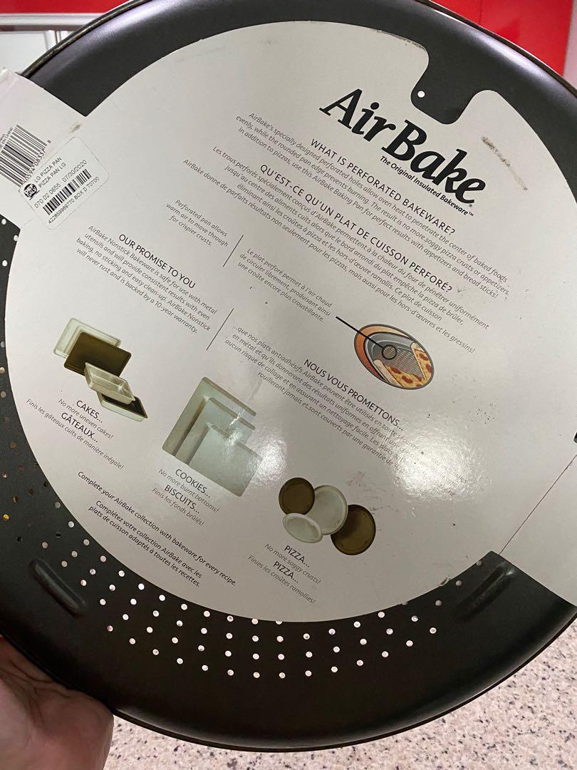 T-Fal Air Bake for Pizza (Category: Bakeware) located in Quezon City. Submitted by bigmommashoppe (Listing ID 1046262515, Image 2). Description: T-Fal Air Bake Premium Non Stick Large pizza pan 15.74 inch diameter Its perforated airflow for perfect crusts You will need a large oven for this baby Slight scratches .