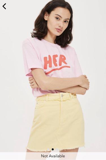 pastel yellow denim skirt