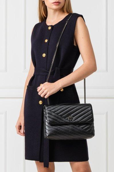 Tory Burch Shoulder Bag Kira Chevron 58465 Black Leather Chain