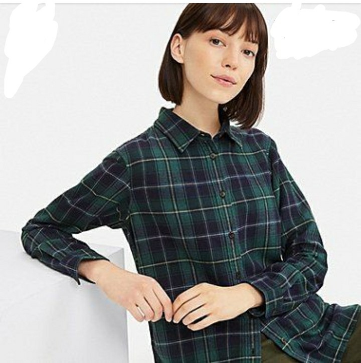 WOMENS FLANNEL CHECKED LONG SLEEVE SHIRT  UNIQLO VN