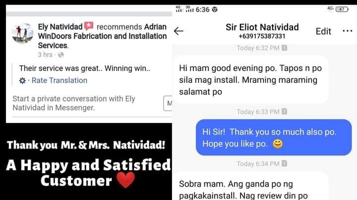 uPVC windows and doors (Category: Construction & Building Materials) located in Makati City. Submitted by adrian_windoors (Listing ID 1046222605, Image 2). Description: From Drafts to Finished Project 🤗 Supply and Installation uPVC windows White profile; Clear annealed glass Thank you for trusting and being satisfied with our service, Mr.Ely Natividad! 🤝 🔑"Key to Customers' Commitment: Exceed their expectations at all times" 📆 We are Adrian W