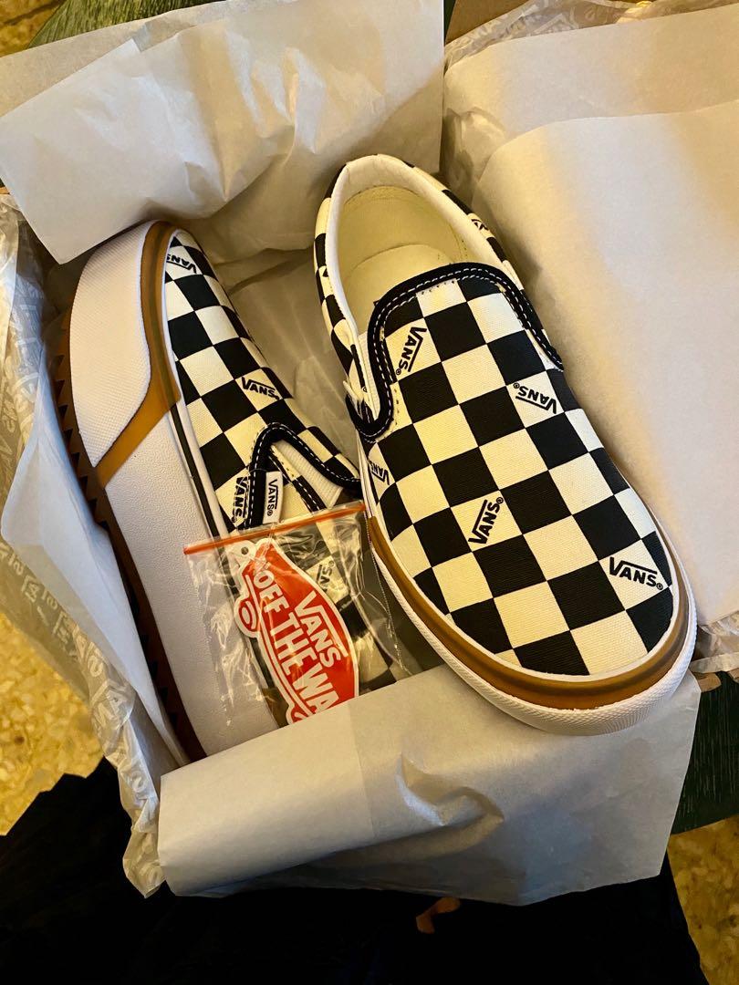 vans checkered stacked slip ons
