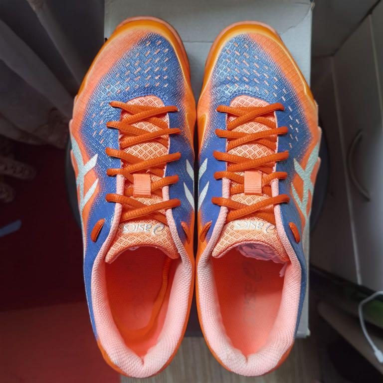 Asics Gel Blade 6 Indoor Court Orange Sports Equipment Sports Games Racket Ball Sports on Carousell