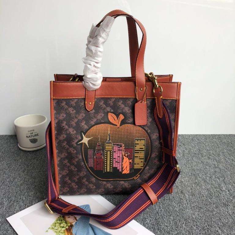 Coach Field Tote Bag In Signature Coated Canvas With Big Apple