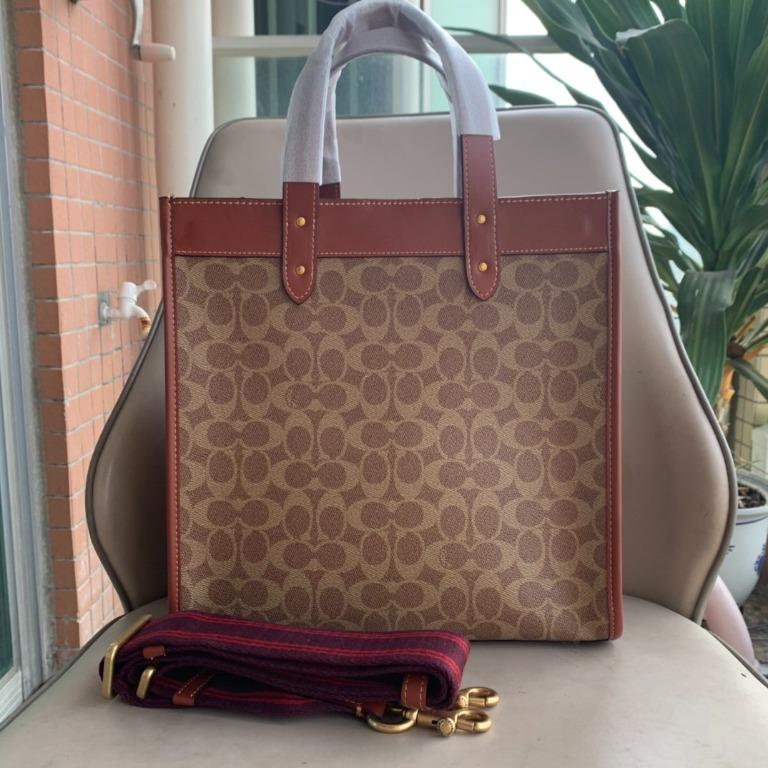 Field tote in signature canvas with horse and carriage print hot sale