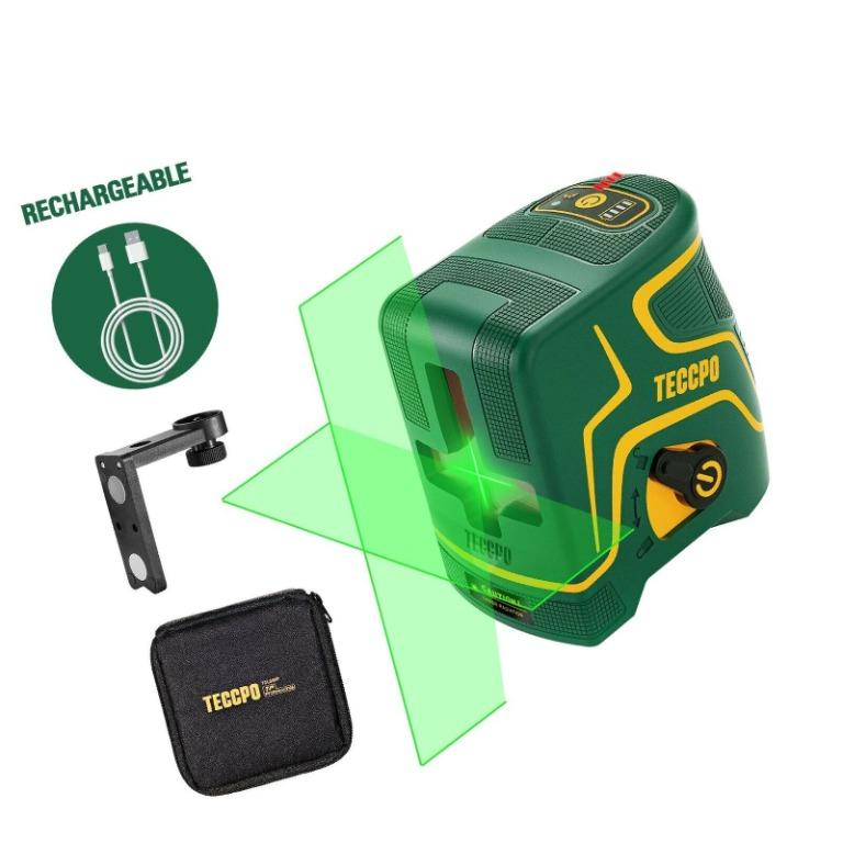 Laser Level Rechargeable Cross Line Laser Green 98ft TECCPO