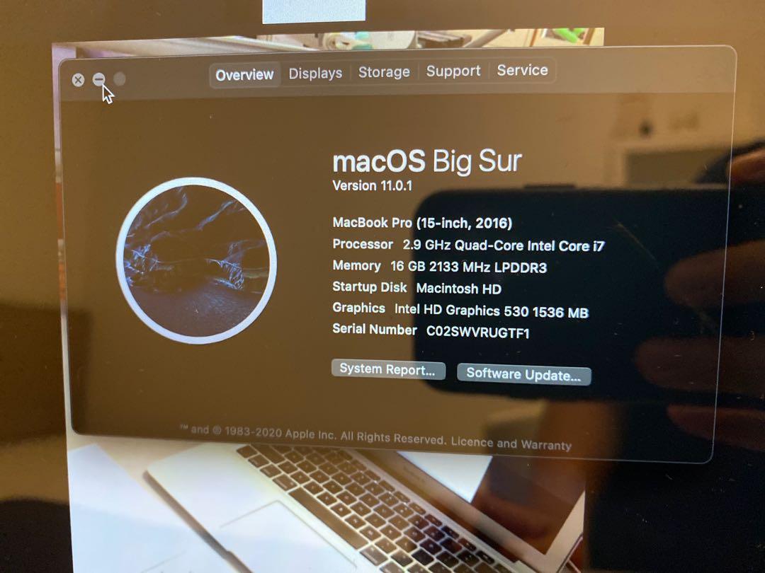 MacBook Pro 2016 15 2.9 GHz i7 16gb 512gb Radeon Pro 460