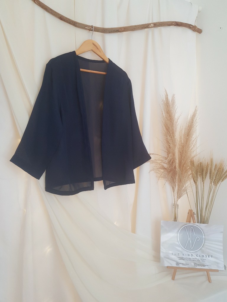 navy blue sheer jacket