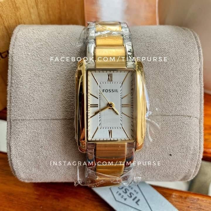 Orig Fossil PR5422 Women s Analog Rectangular Roman Numeral Stainless Steel Watch 25MM