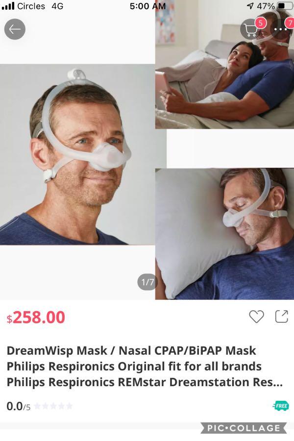 Philips Dream Wisp Nasal Mask Health And Nutrition Face Masks And Face Shields On Carousell 2232