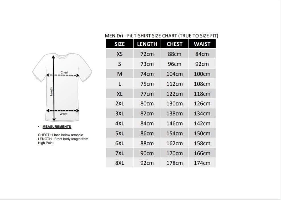 Dri fit sale shirt sizes