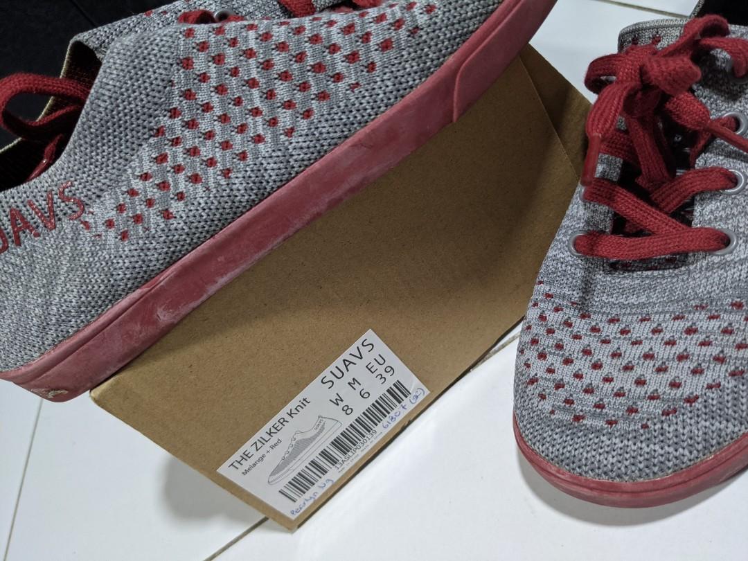 Red knit sneakers store