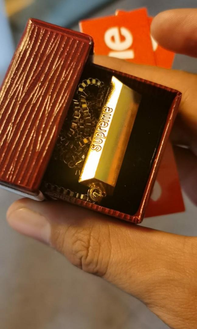 Supreme necklace gold bar hotsell