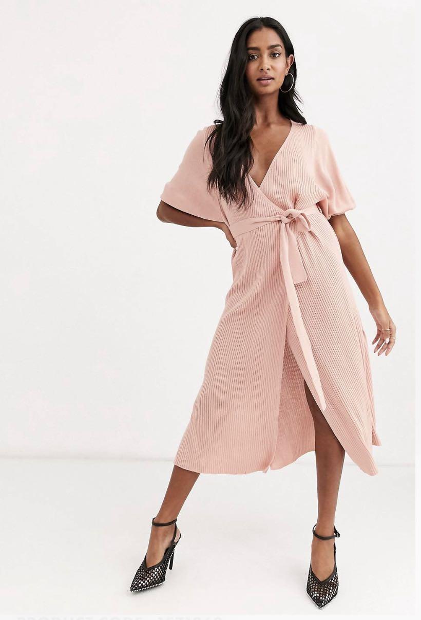 ASOS wrap midi dress, Women's Fashion, Dresses Sets, Dresses on
