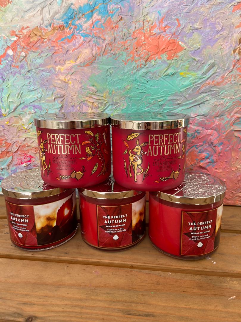 Bath and Body Works Perfect Autumn 3Wick Candle, Beauty & Personal