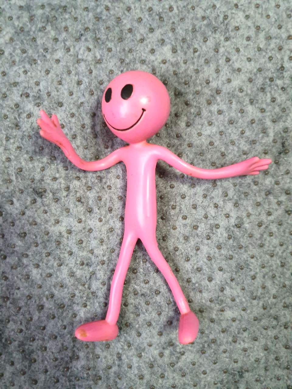 Bendy man toy figurine pink flexible smiley smile figure drawing art ...