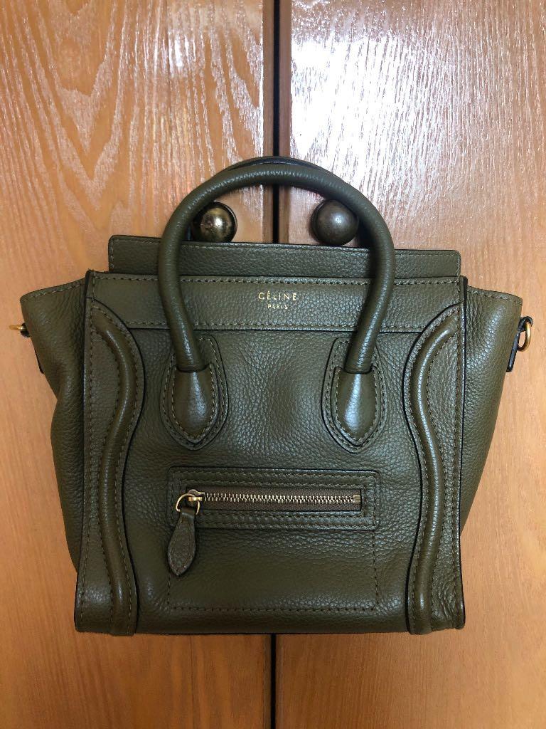 CELINE Luggage Nano in Khaki with Gold Hardware Luxury Bags
