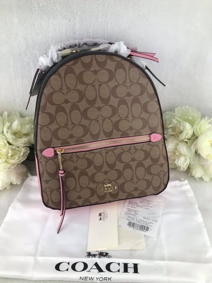 Coach backpack best sale pink and tan