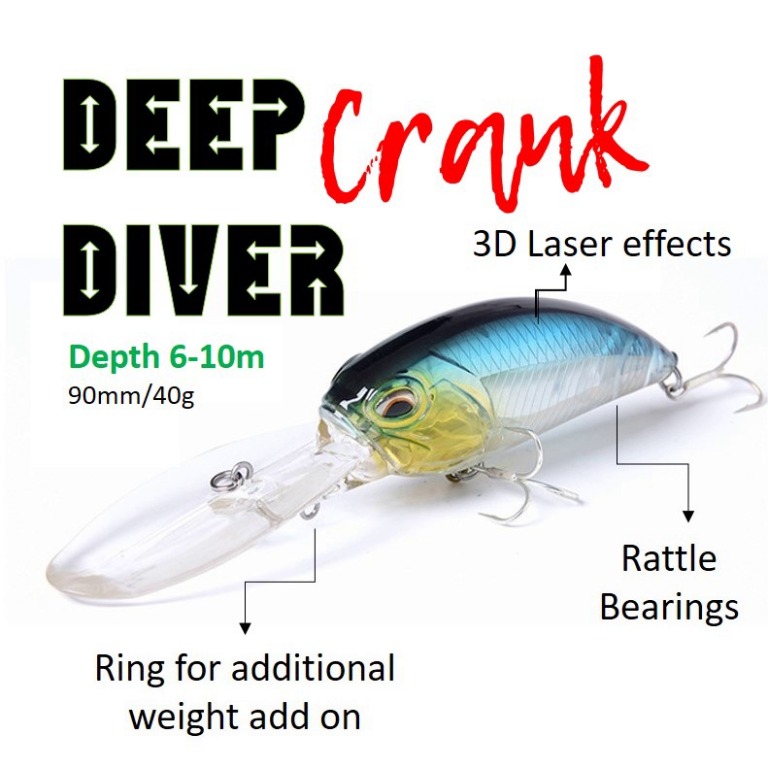 Deep diver crankbait fishing lures 991, Sports Equipment, Fishing on  Carousell