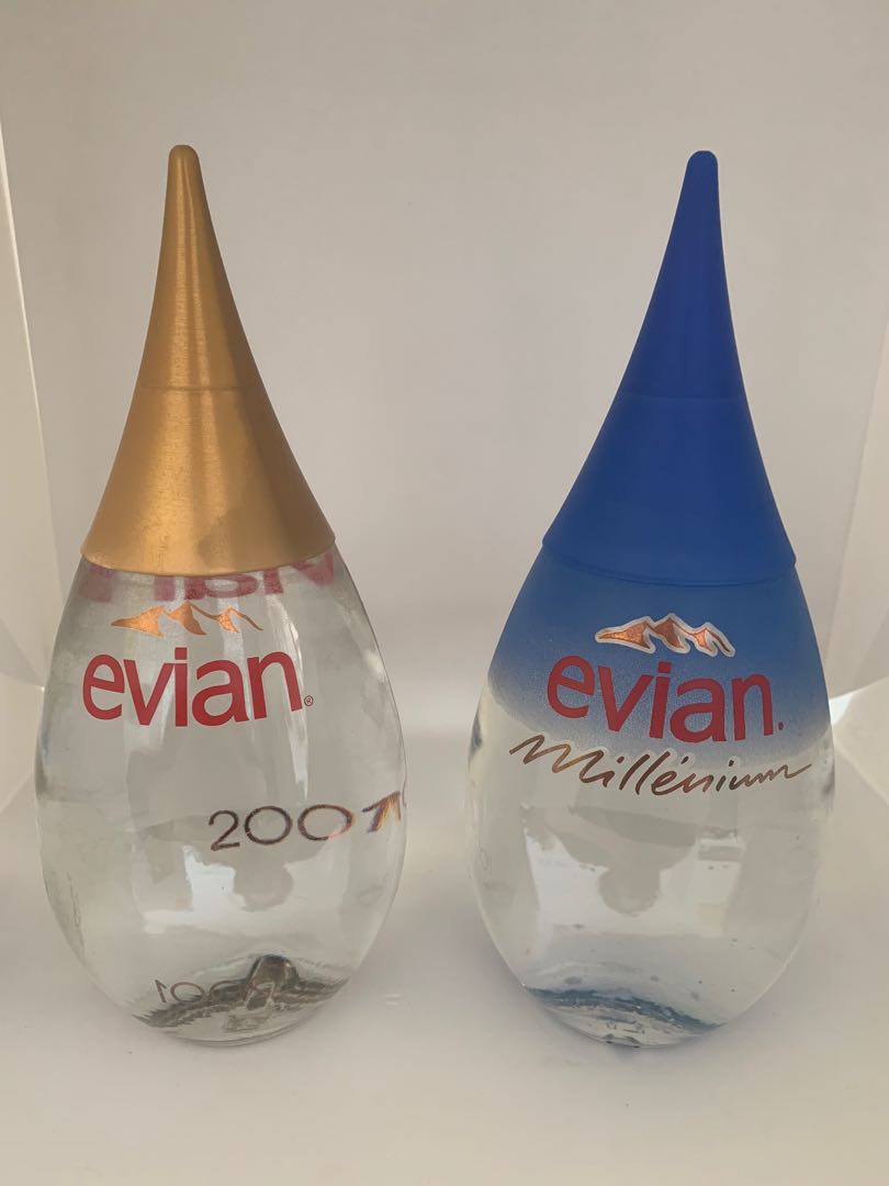 Evian Y2K / 1999 / Year 2000 / Millennium Full Teardrop Glass Bottle