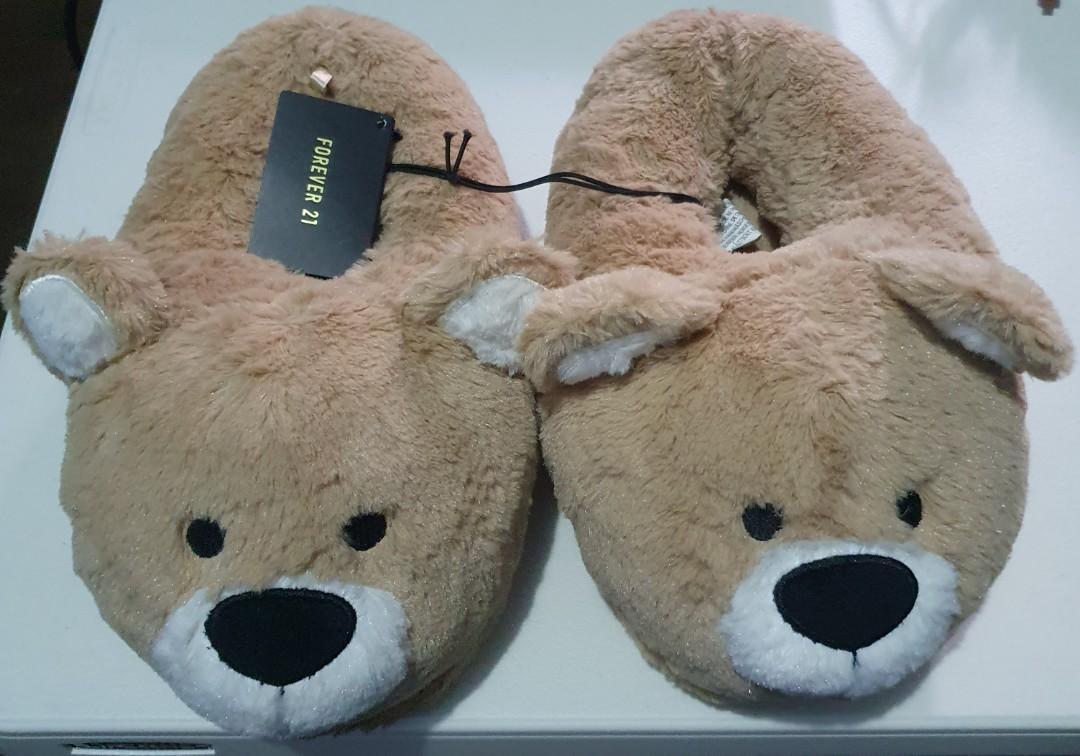 Forever 21 Teddy bear room slippers Women s Fashion Footwear Slippers and slides on Carousell