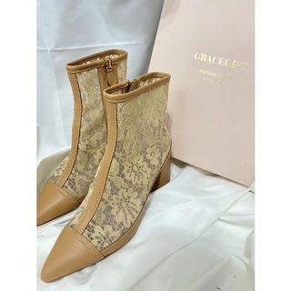 超便宜賣grace gift 小貓聯名蕾絲靴