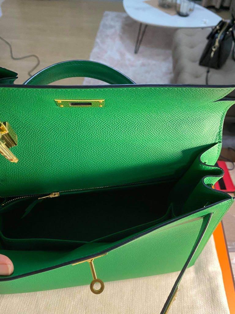 Hermes Kelly II 28 Green Bambou Clemence GHW Handbag 2020 in Box