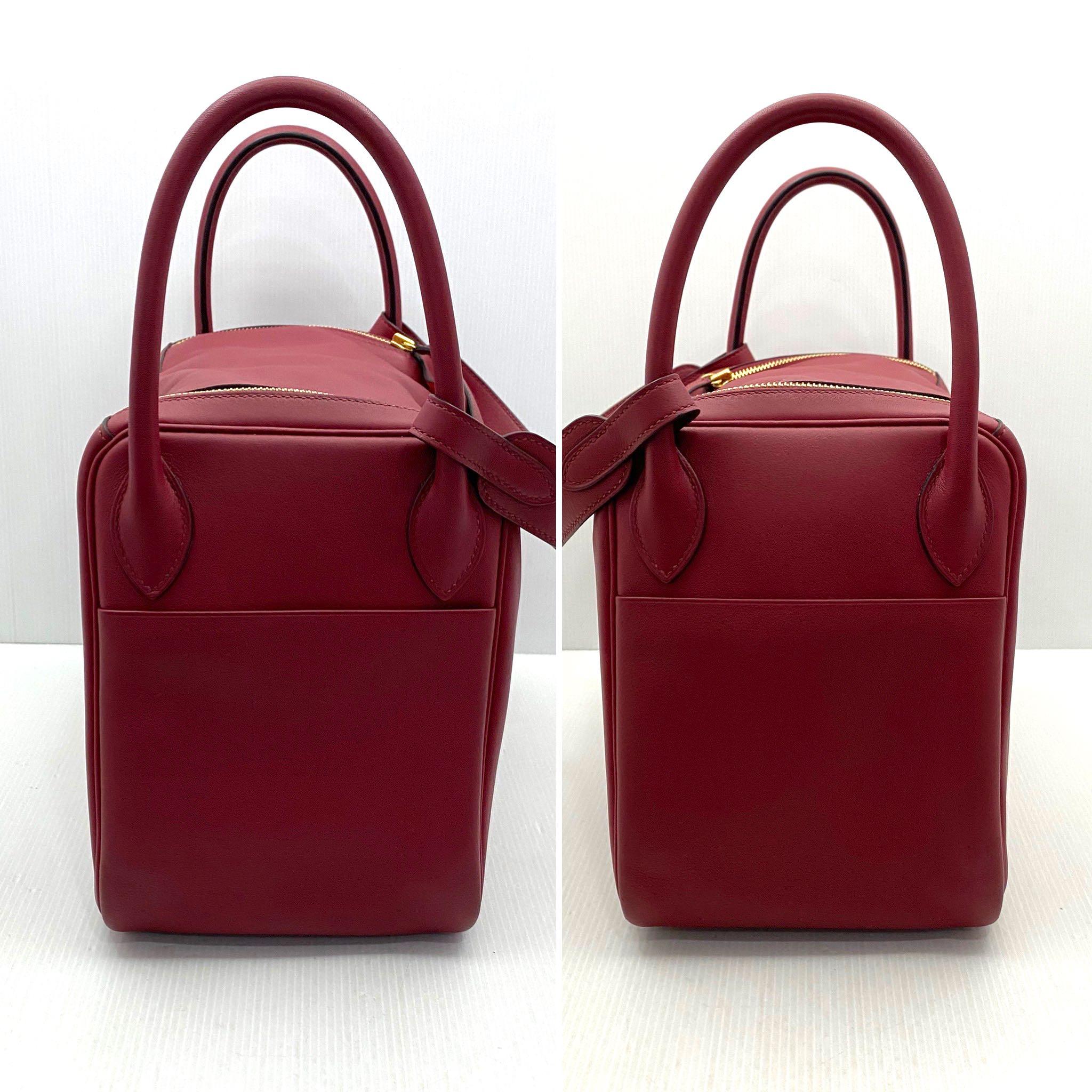 Hermes Lindy 30 rouge grenat and orange with permabrass hardware.