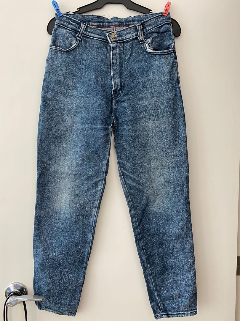high waisted tapered mom jeans