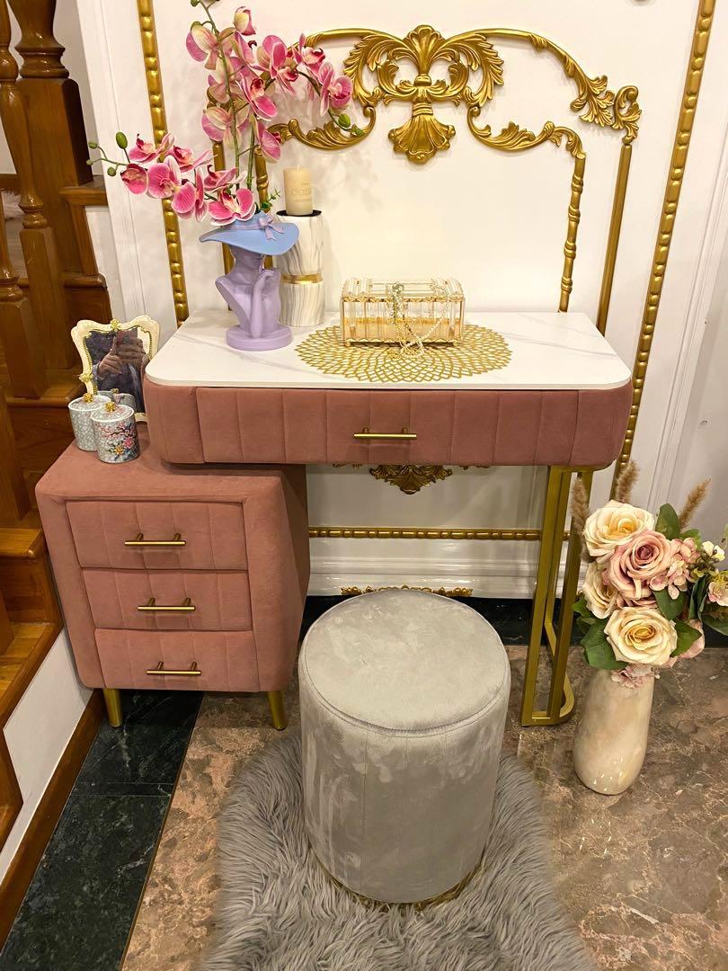 Instock L80 100 Cm Salmon Pink Velvet Marble Vanity Dresser Side Table Stool Set Furniture Tables Chairs On Carousell Check out our pink marble selection for the very best in unique or custom, handmade pieces from our shops. carousell