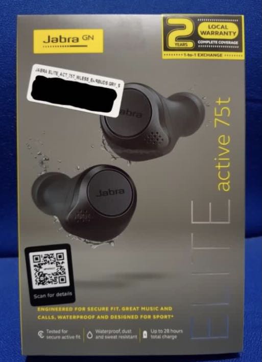 Jabra Elite Active 75T Wireless Earbuds Grey Audio Earphones
