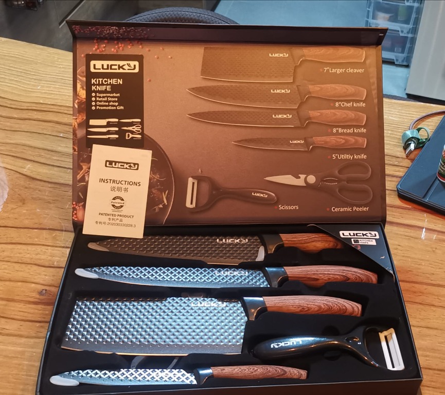 LUCKY ORIGINAL KITCHEN KNIFE SET, Furniture & Home Living, Kitchenware