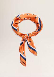 Mango orange polka dot print satin scarf