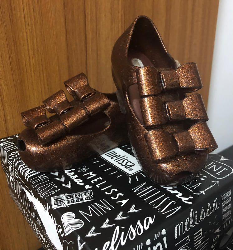 Mini Melissa Triple Bow Bronze Glitter