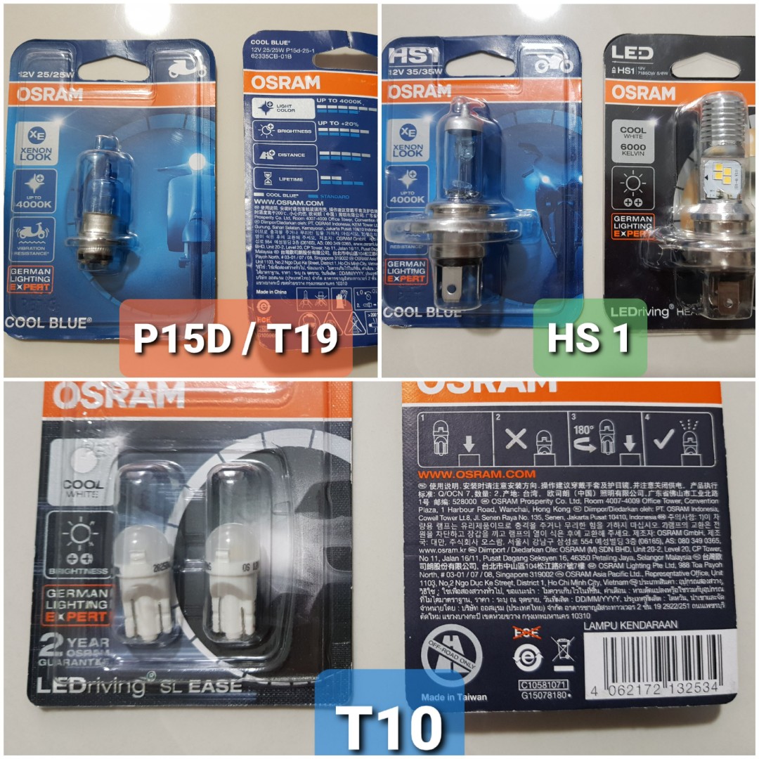 OSRAM M5 12V 35/35W P15d-25-1 Motorcycle Lamps 4000K Cool White Color Xenon  Look Original Replace Upgrade 62337CB, Pack of 1
