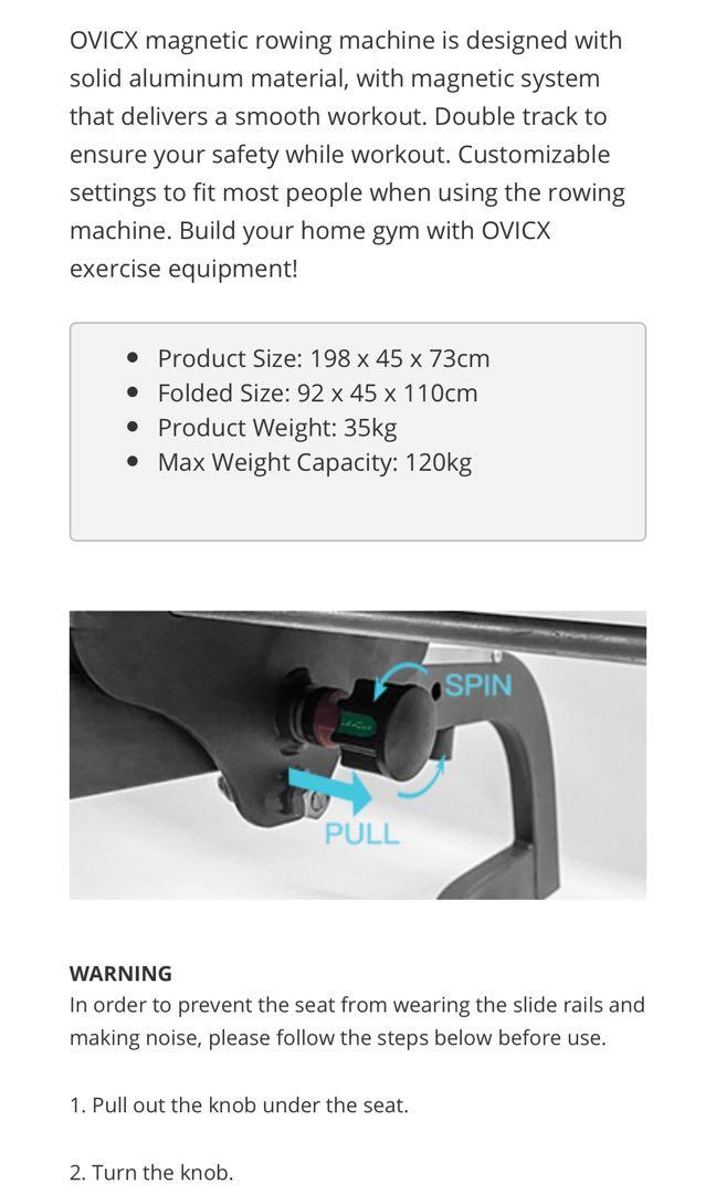 OVICX R100 ROWING MACHINE, Sports Equipment, Exercise & Fitness, Cardio ...