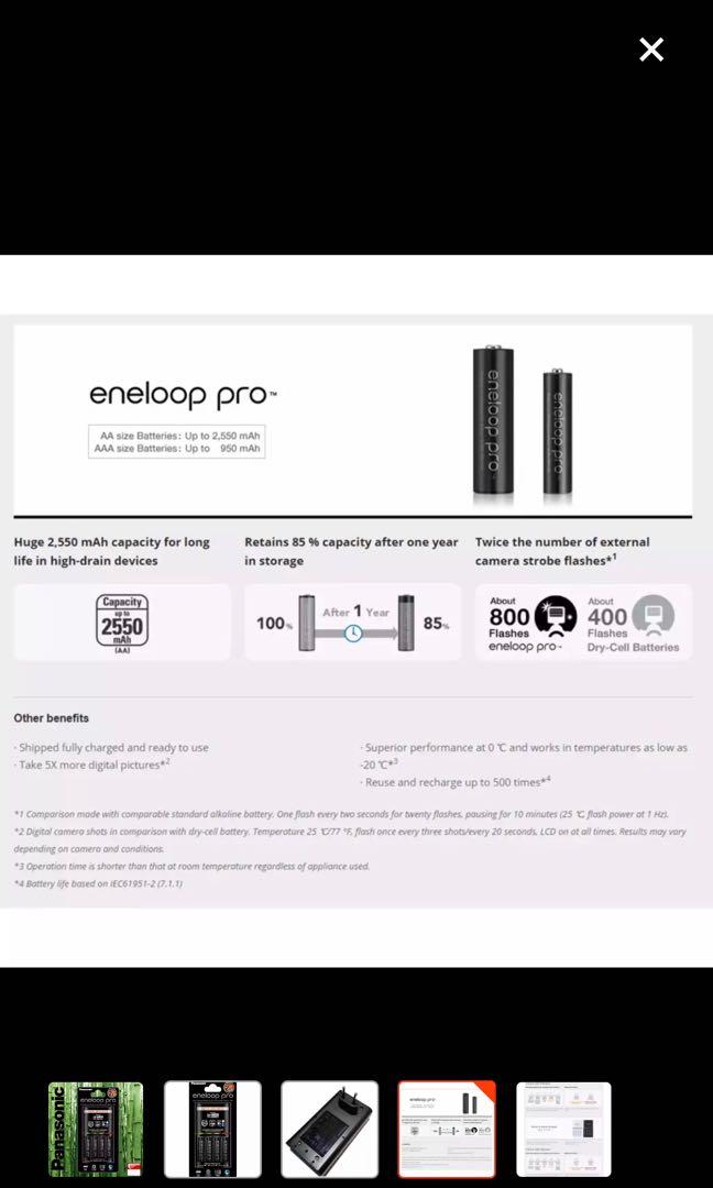Panasonic Eneloop PRO Smart & Quick Rechargeable Battery Charger with 4 x 2500mAh AAA62863070449283112