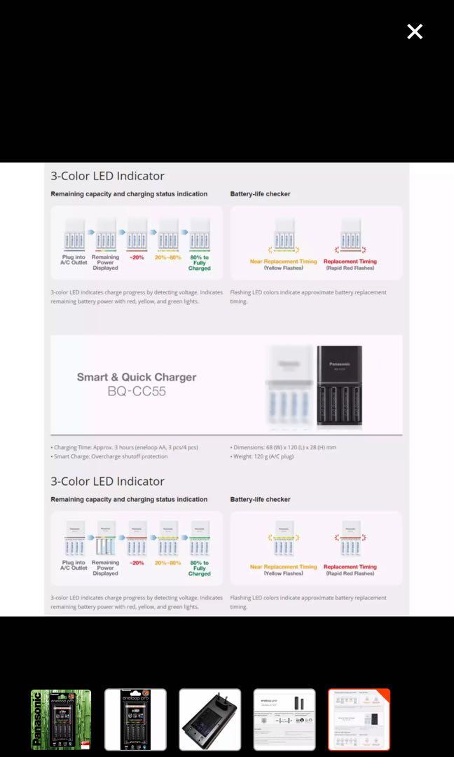 Panasonic Eneloop PRO Smart & Quick Rechargeable Battery Charger with 4 x 2500mAh AAA62863070449283113