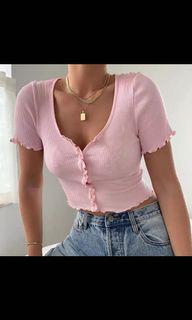 Pink button up tshirt