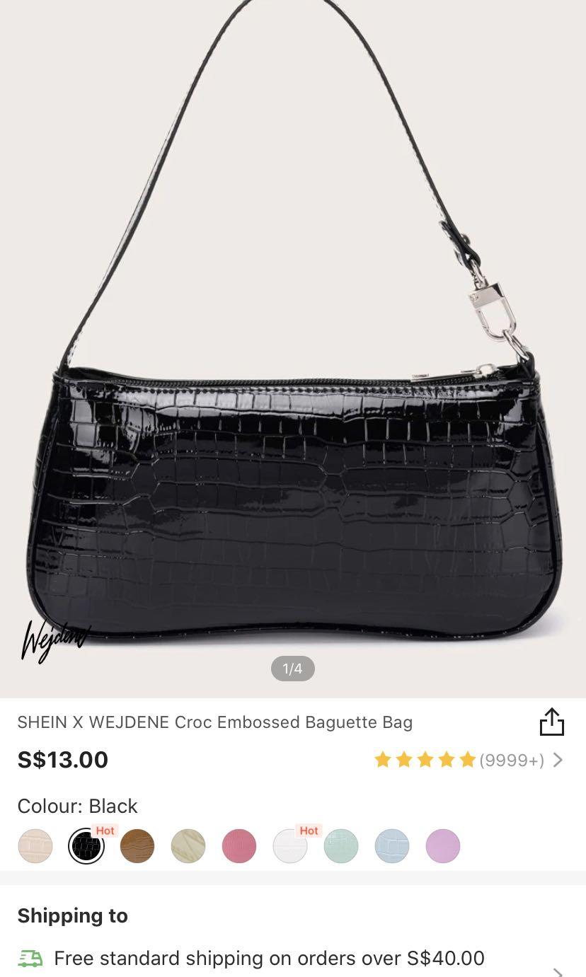 Shein black shop baguette bag