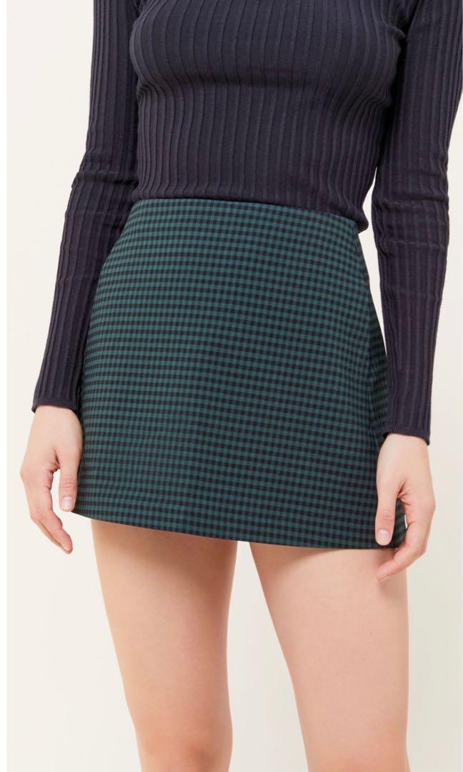 Green gingham mini skirt online