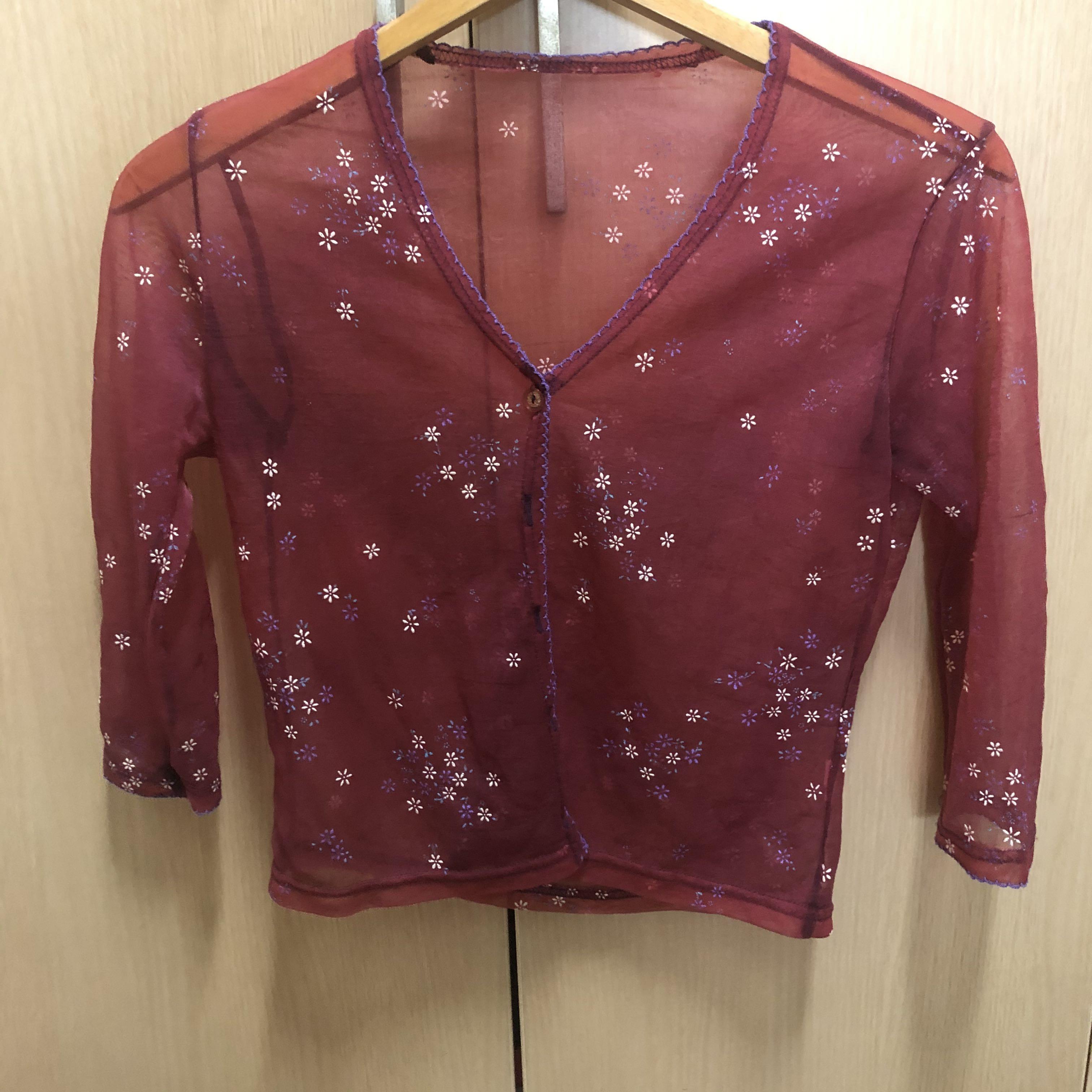 Red sheer cheap cardigan