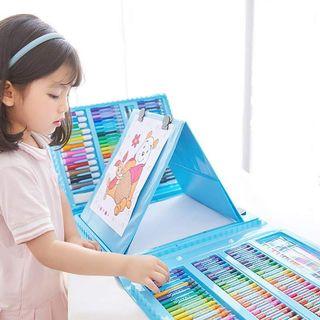 208pcs Children Painting Set Watercolor Pen Art Supplies Oil Painting Stick Stationery With Drawing Frame Board Wax Brush AS726