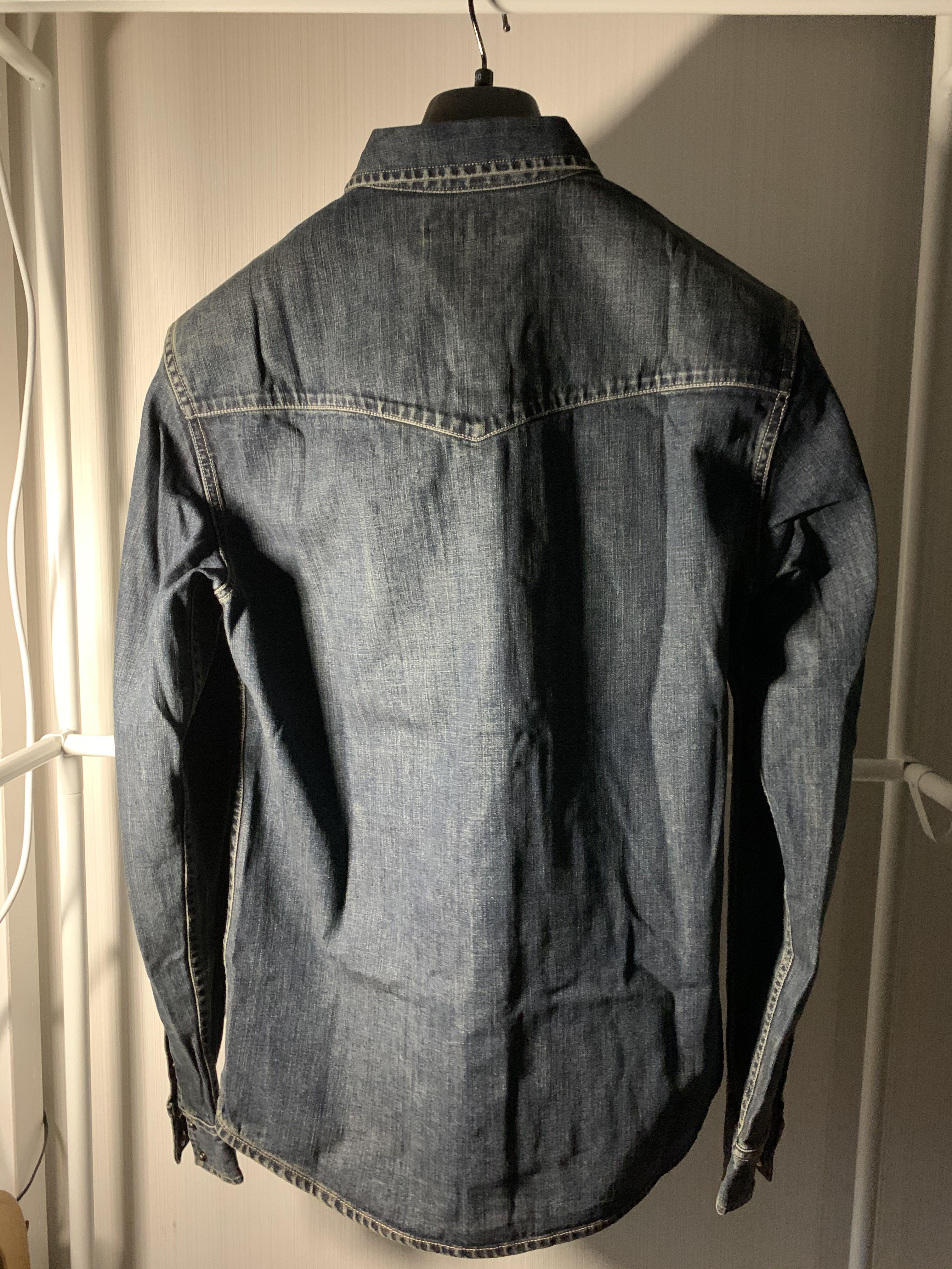 All saints black denim shirt on sale