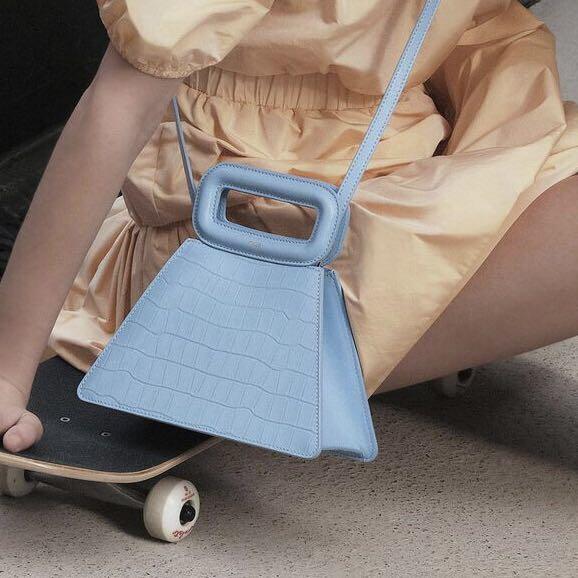 BRAND NEW Maje croc embossed leather pyramid bag