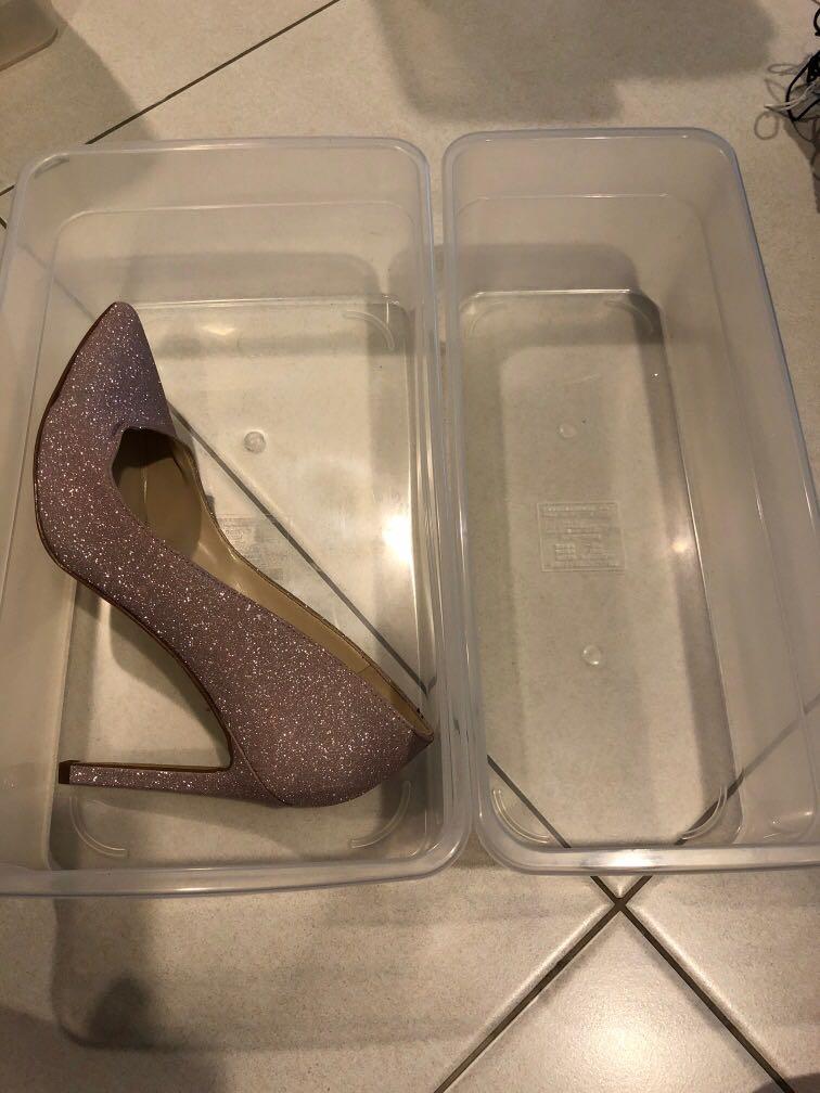 Daiso shoe boxes / box / storage with lid, Furniture, Shelves & Drawers