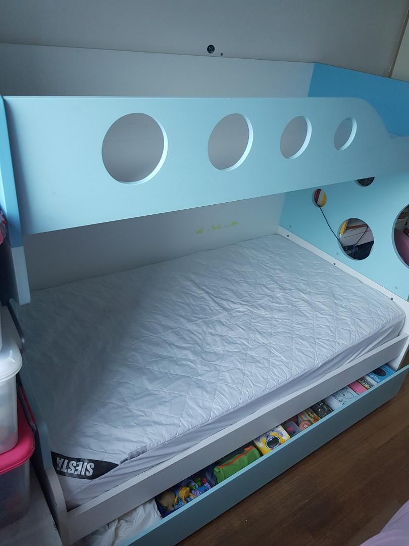 Harvey Norman Triple Bunk Bed Combi with shelf, storage n ladder