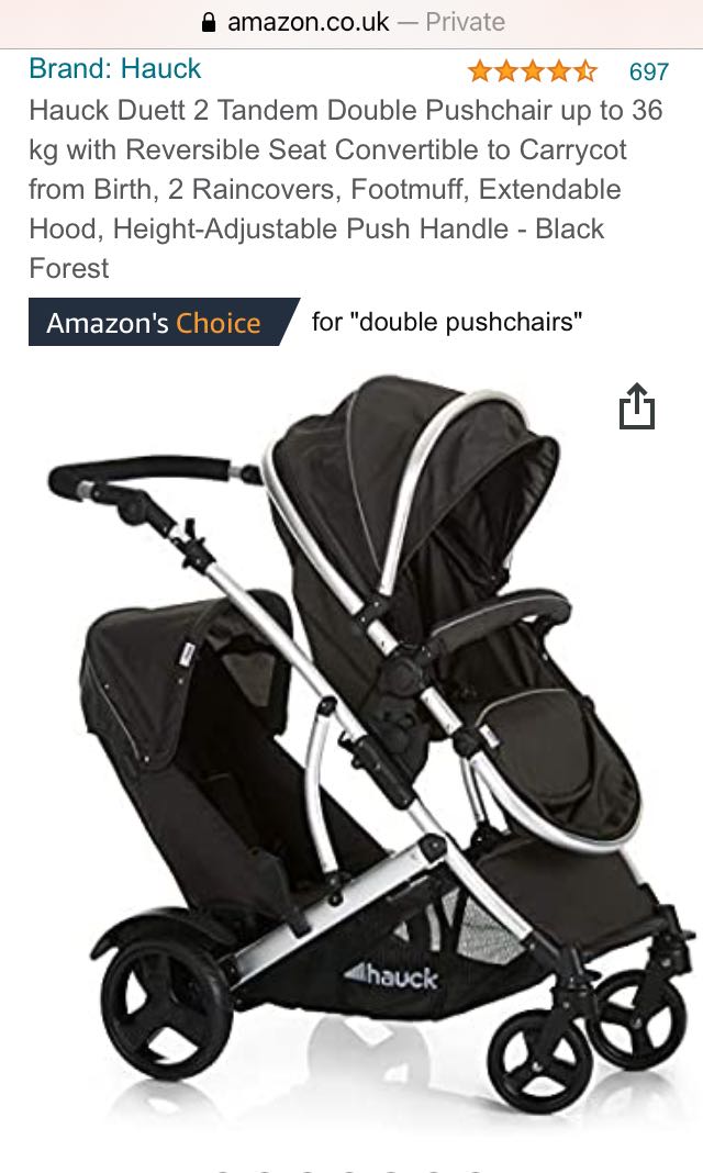 Hauck duett 2 tandem double pushchair discount