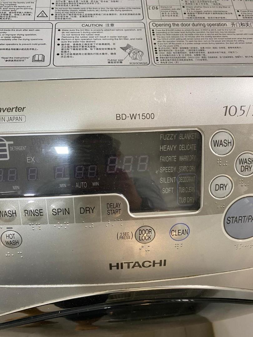Hitachi BD W1500 front load washer dryer, TV & Home Appliances 