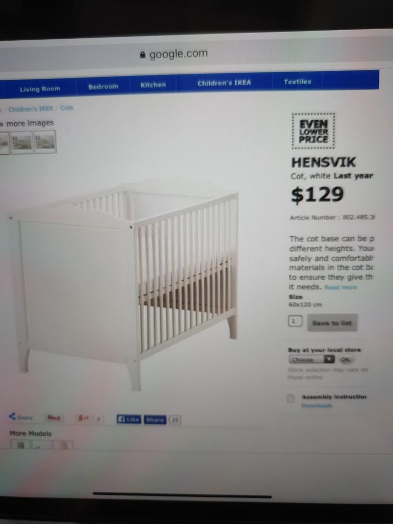 IKEA Hensvik baby bed and cot, Babies & Kids, Baby Nursery & Kids
